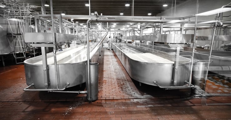 machines inside of a dairy plant