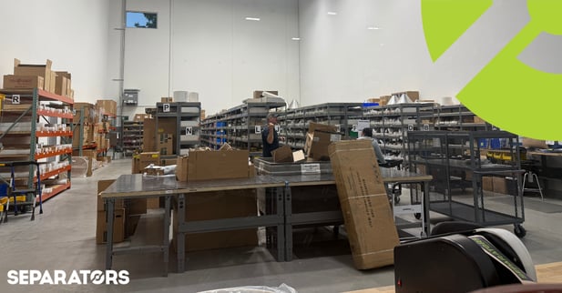 Separators machinist in parts inventory.