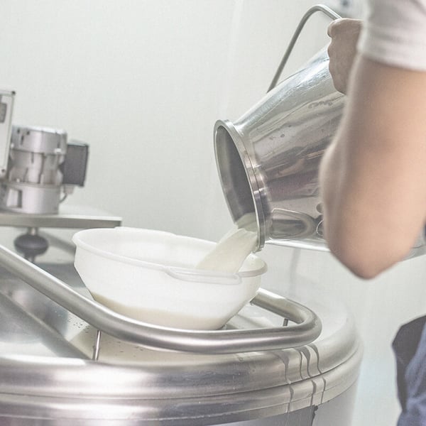 Dairy being poured into centrifuge