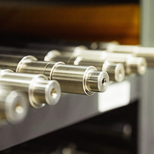 close up of spare centrifuge parts on warehouse shelf