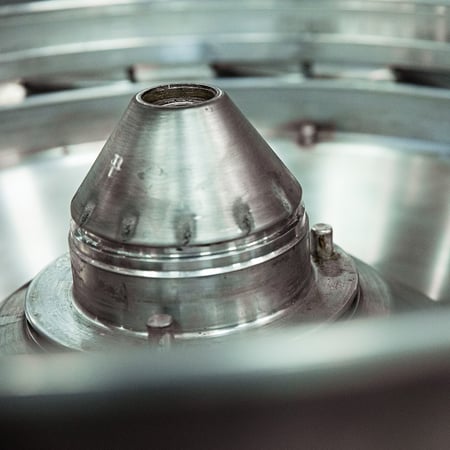 Inside of industrial centrifuge bowl